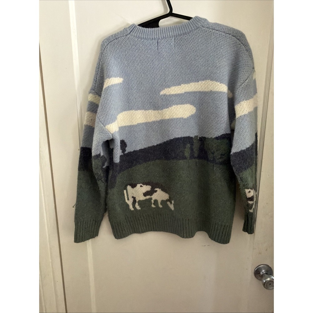 AELFRIC EDEN Sweater Novelty Cow Landscape Graphic Size SMALL - Picture 3 of 6